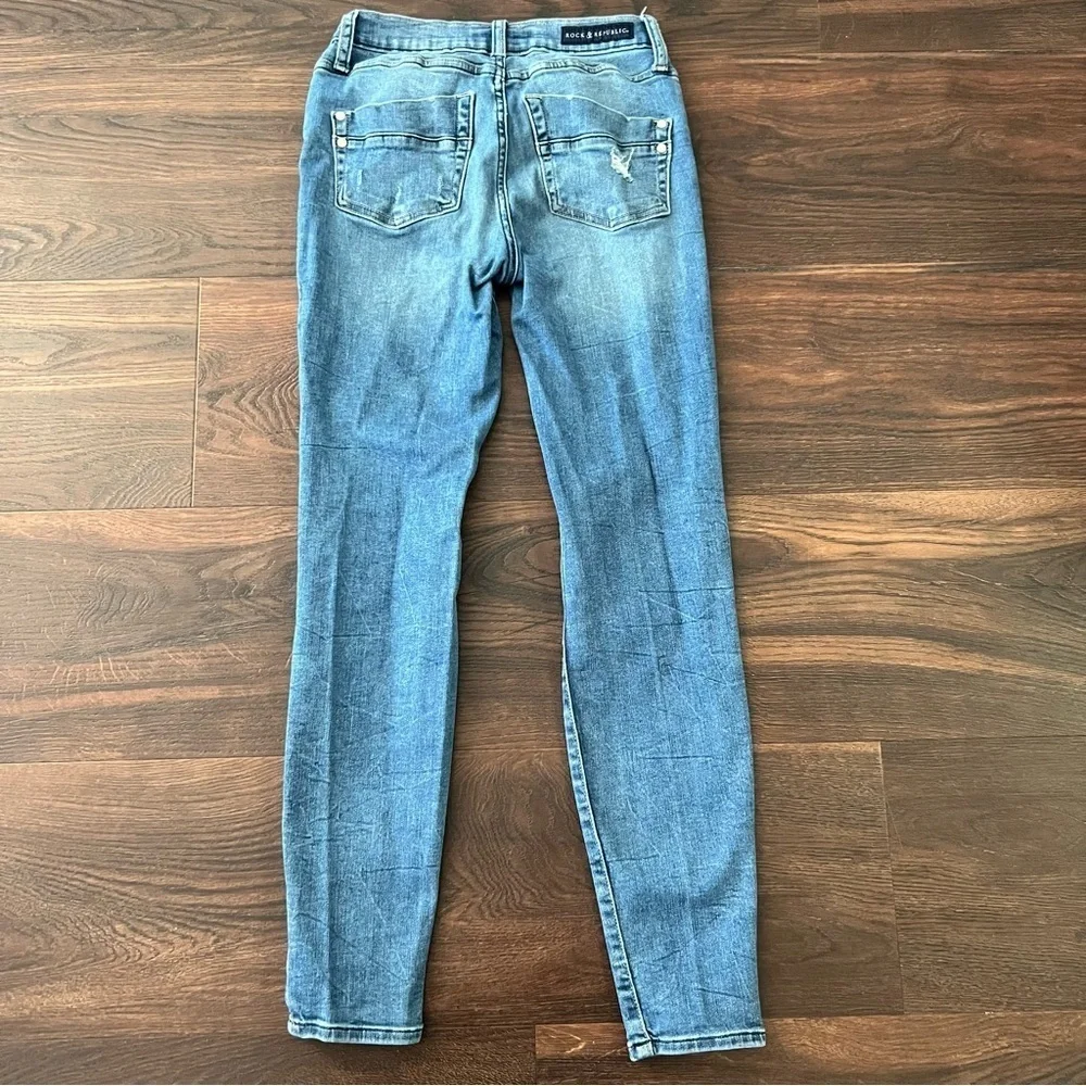 Rock & Republic Distressed Denim Skinny Jeans Kashmere Womens Size 4